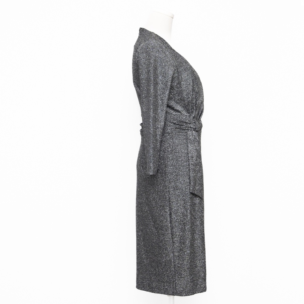 Calvin Klein - Metallic Faux-Wrap Cocktail Dress - Picture 6 of 11